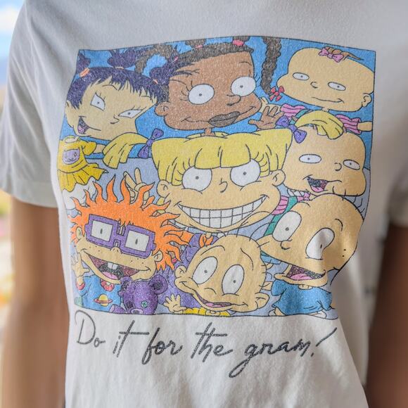 Nickelodeons Rugrats Women’s Small “Do It For The Gram!" Raw Hem Retro Tee - Picture 2 of 7